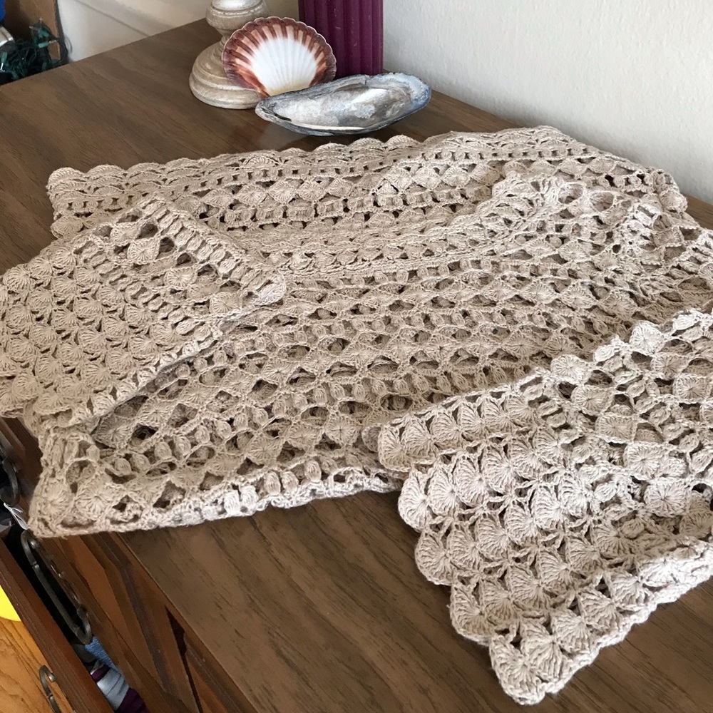Silk and linen crochet lace sweater XS/S